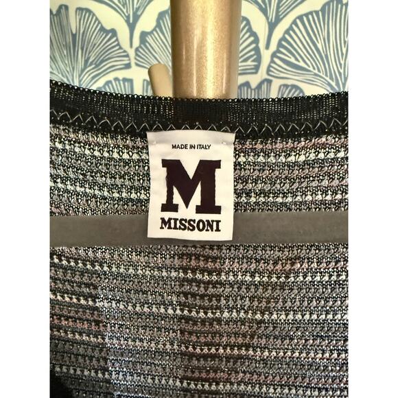 M Missoni Monochrome Lurex Striped Knit Dress Black White Pink Sz. 4 - Picture 5 of 9